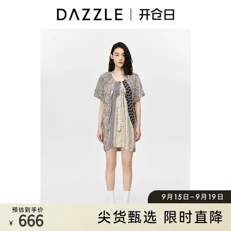 DAZZLE地素奥莱 宽松相拼复古印花连衣裙裙子女2D2O44969图片