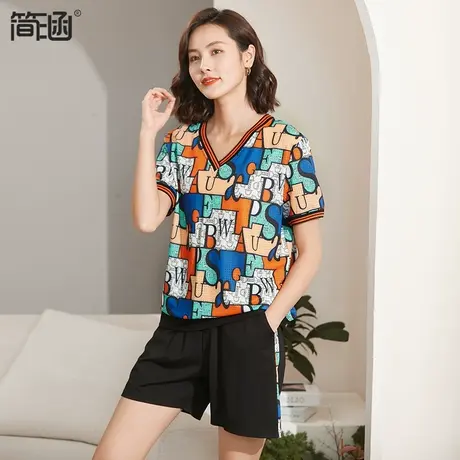 冰丝凉感简涵大码女装新款高端轻奢夏装短袖胖妹妹显瘦套装图片
