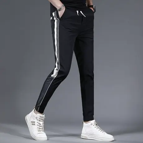 裤子男款休闲裤2023新款夏季冰丝修身束脚男士运动裤卫裤潮牌痞帅商品大图