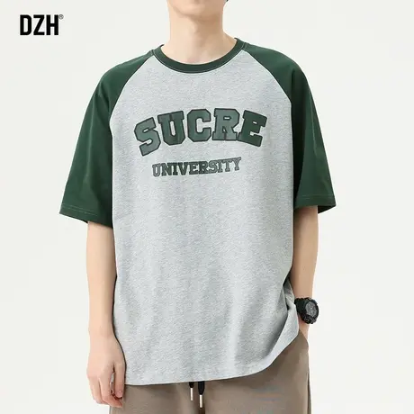 男士重磅插肩袖t恤男夏季纯棉美式短袖2023新款潮牌男装衣服半袖商品大图