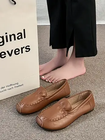 单鞋女圆头一脚蹬2023年春季新款百搭软底防滑复古风懒人豆豆鞋潮图片