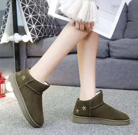 低帮雪地靴女2023新款冬季百搭棉鞋女加绒保暖防滑一脚蹬毛毛鞋女图片