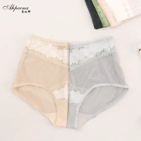 爱比娜性感薄纱内裤女简约全包臀中高腰蕾丝全棉裆无痕三角裤C292商品大图