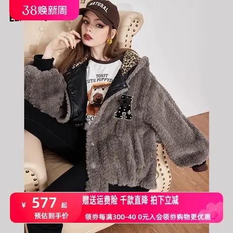 妖精的口袋灰色韩系毛呢外套女2022冬季新款设计感小众宽松小个子图片