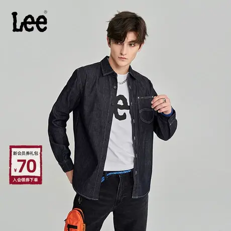 Lee商场同款标准版型基础款男休闲长袖牛仔衬衫潮流LMT0065696VC商品大图