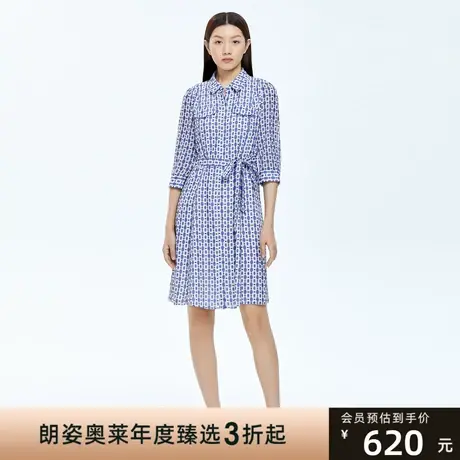 朗姿季几何图形通勤风衬衫裙女式连衣裙新款连衣裙商品大图