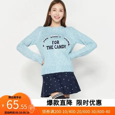 艾格2023春季女装时尚印花图案百搭休闲长袖圆领套头针织衫Y48商品大图