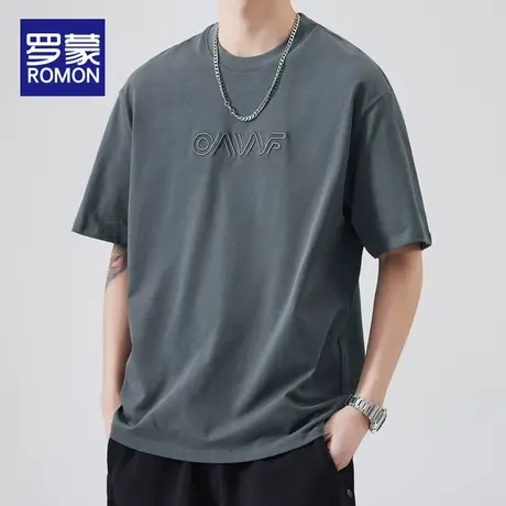 罗蒙短袖男士t恤潮牌夏季半袖潮流夏装2023新款纯棉宽松上衣服图片