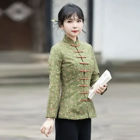 筠雅唐装女装中国风旗袍上衣冬季新款复古时尚收腰显瘦外套23J691商品大图