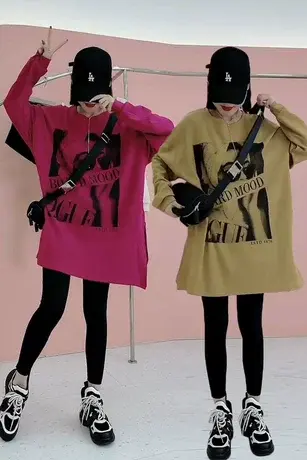 欧洲站大版T恤女2023早秋新款中长款宽松遮肚子慵懒风长袖上衣潮图片