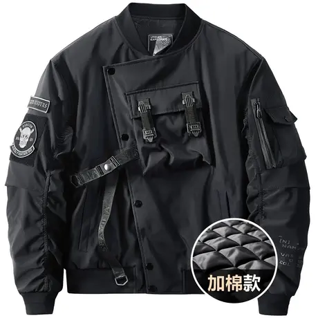 VIP秋冬季飞行夹克男机能风工装外套潮牌韩版棒球服帅气加厚棉衣商品大图
