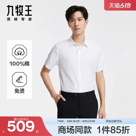 [商场同款]九牧王男装2025春夏新款舒适高棉免烫商务休闲男款衬衫商品大图
