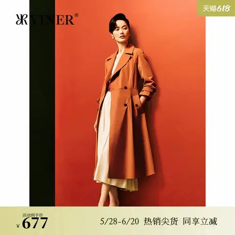【1996系列】YINER音儿春季复古中长款廓形风衣外套商品大图