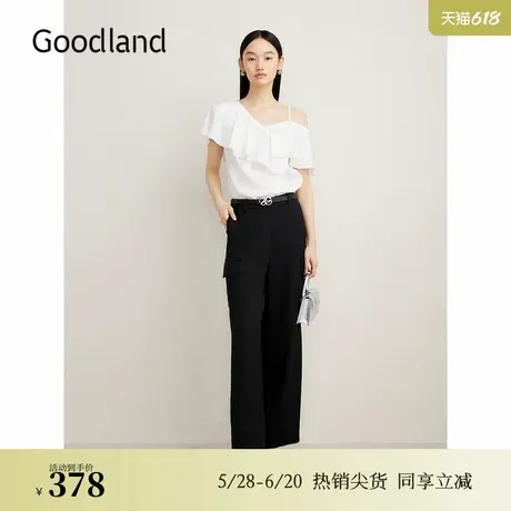 Goodland美地夏季直筒长裤通勤ol风休闲裤商品大图