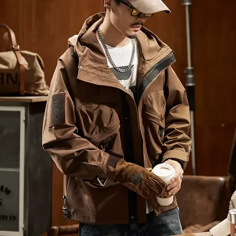 时尚百搭工装外套复古潮流宽松外套休闲男秋冬款男士连帽外套男商品大图