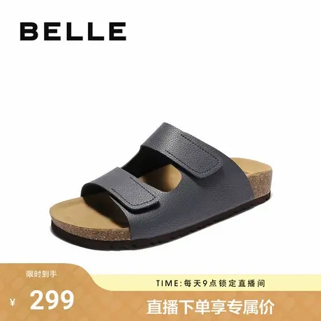 百丽魔术贴休闲凉拖男拖2025新款夏季可外穿一字拖勃肯鞋B3732BT5商品大图