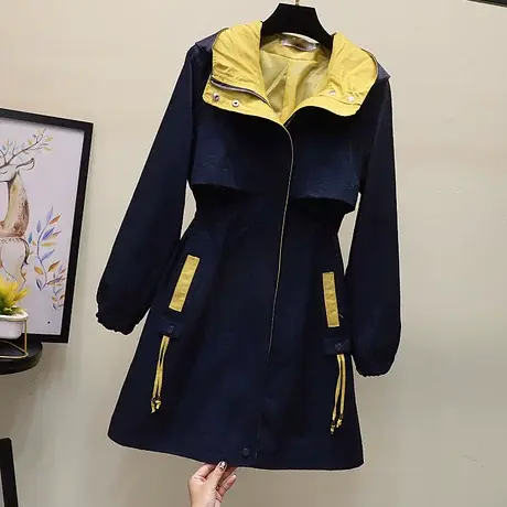 女士风衣春秋装2023年新款韩版时尚中长款连帽显瘦过膝休闲外套薄图片