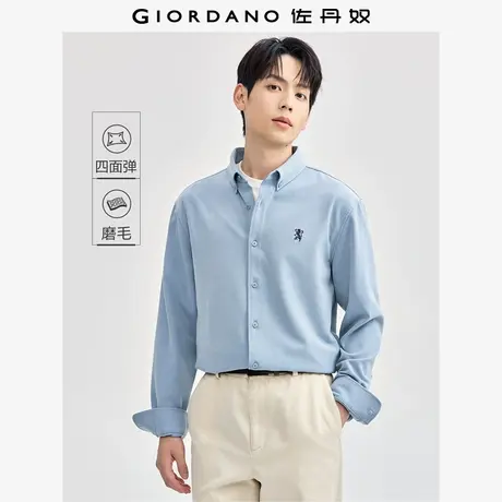 佐丹奴衬衫男装胜利狮王刺绣磨毛梭织长袖休闲衬衫 01044872商品大图