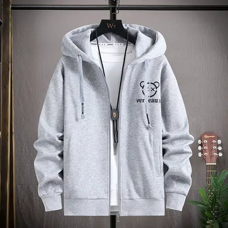 开衫连帽卫衣男女款春秋季休闲夹克上衣服潮流秋装宽松版情侣外套商品大图