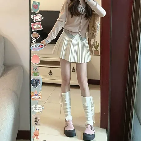 白色百褶半身裙女春秋夏2025新款高腰显瘦a字裙百搭甜妹jk短裙子图片