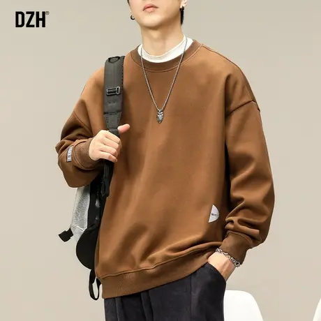 男士咖啡色重磅卫衣男美式潮牌男装2023新款秋季男款上衣长袖外套商品大图