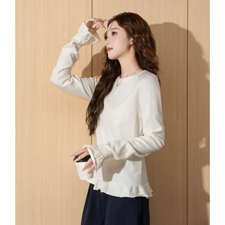 唐狮秋冬女净色毛织打底衫内搭上衣女春秋可外穿高级感打底衣TMTA图片