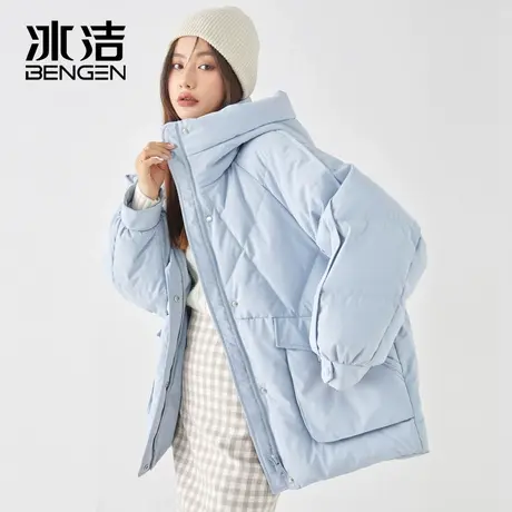 冰洁2023秋冬季新款休闲时尚显瘦短款女士连帽防寒羽绒服外套KL商品大图