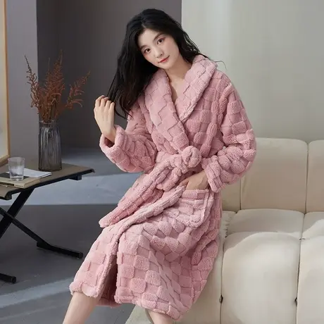 珊瑚绒睡衣女加绒加厚2023新款秋冬季女士睡袍法兰绒秋冬长款冬天图片