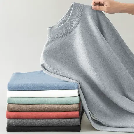 半高领毛衣男纯色针织衫一体绒加厚加绒打底衫中领内搭保暖毛线衣商品大图