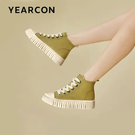 意尔康厚底复古高帮板鞋女2024春季新款百搭小众设计感休闲女鞋潮商品大图