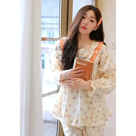 Bananagirl【抑菌】睡衣女春秋法式少女长袖可爱碎花可外穿家居服商品大图