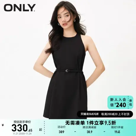 ONLY奥莱2023夏季新款气质收腰显瘦短裙性感黑色连衣裙图片
