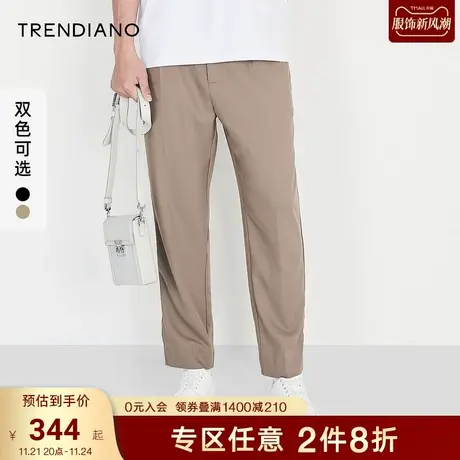 TRENDIANO官方潮牌男装秋季新款直筒休闲长裤针织九分裤男士裤子商品大图