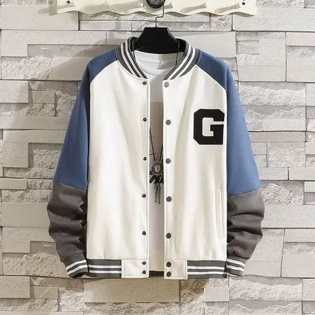 春秋棒球领卫衣男秋季青少年初中高中学生潮流休闲外套秋装上衣服商品大图
