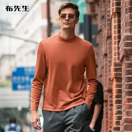 MrBu布先生小半高领长袖T恤男2025早春新款内搭时髦上衣BT11535商品大图