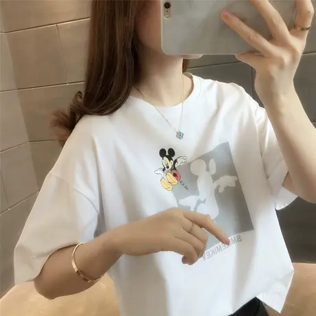 2023年夏季新款休闲学生卡通短袖t恤女宽松简约百搭洋气上衣ins潮商品大图