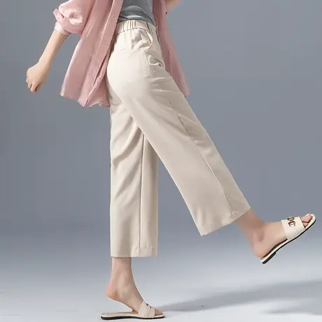 冰丝阔腿裤女2024新款夏季薄款裤子小个子九分裤休闲裤窄版直筒裤商品大图