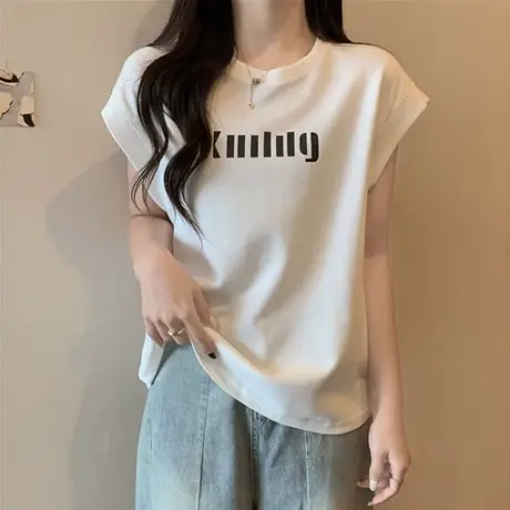 飞飞袖T恤女夏季韩版2025新款宽松显瘦韩版chic港味无袖上衣ins潮图片