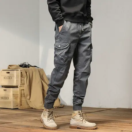 男士宽松休闲工装裤潮流百搭束脚裤透气水洗休闲裤多口袋百搭男款商品大图