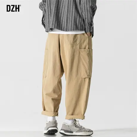 男士卡其色工装裤男直筒宽松秋季阔腿裤男款美式纯棉裤子休闲长裤商品大图