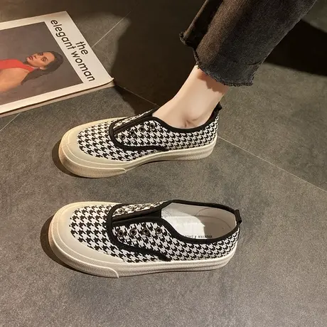 2023年春夏季新款百搭薄款帆布鞋女厚底懒人一脚蹬休闲板鞋单鞋潮商品大图