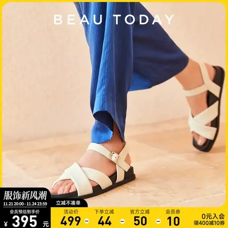 BeauToday平底凉鞋女2024夏季新款女士凉鞋女夏外穿旅游沙滩凉鞋图片