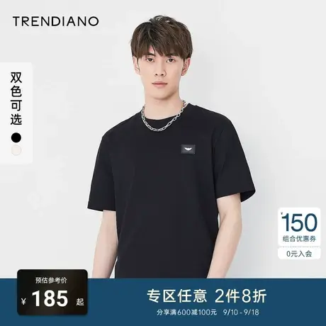 TRENDIANO狂热杯系列t恤男士秋季新款潮流纯棉圆领短袖上衣商品大图