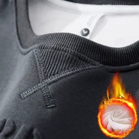 男款情侣装重磅打底衫秋冬款内搭加绒潮牌圆领卫衣冬季长袖上衣服商品大图