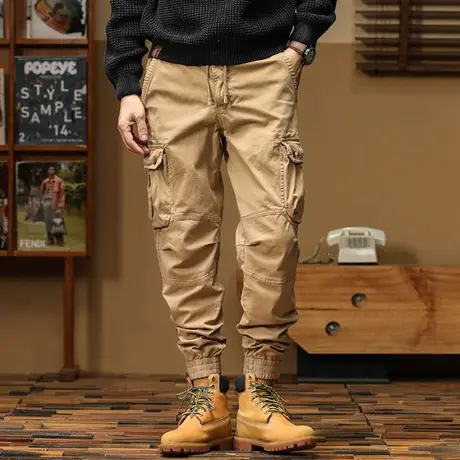 美式复古束脚工装裤潮流迷彩男裤户外时尚百搭宽松裤子男款休闲男商品大图