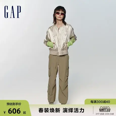 Gap女装春季2024新款复古宽松棒球服夹克时尚洋气搭配外套874491图片