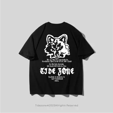 Ohlyah美式高街动物印花潮流vibe短袖T恤男女款哥特纯棉宽松半袖商品大图