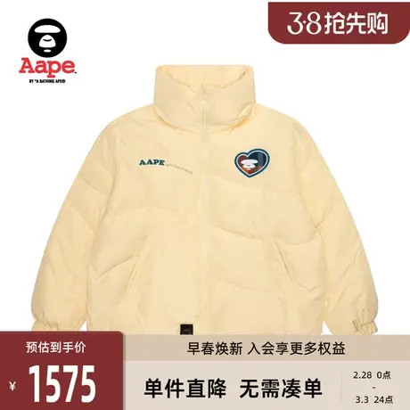 Aape旗舰店女装秋冬爱心格纹猿颜徽章字母刺绣宽松羽绒服7620XAL商品大图