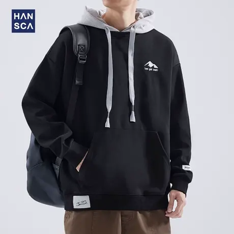 hansca连帽卫衣男款秋季重磅美式复古痞帅潮流宽松休闲假两件外套商品大图