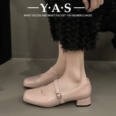 玛丽珍鞋法式复古低跟优雅赫本风旗袍鞋中式少女伴娘鞋高跟小皮鞋图片